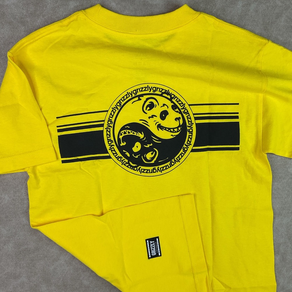 Grizzly Gripetape T-Shirt Graphic Tee Authentic‎ Ying Yang Yellow Men Sz S NWOT